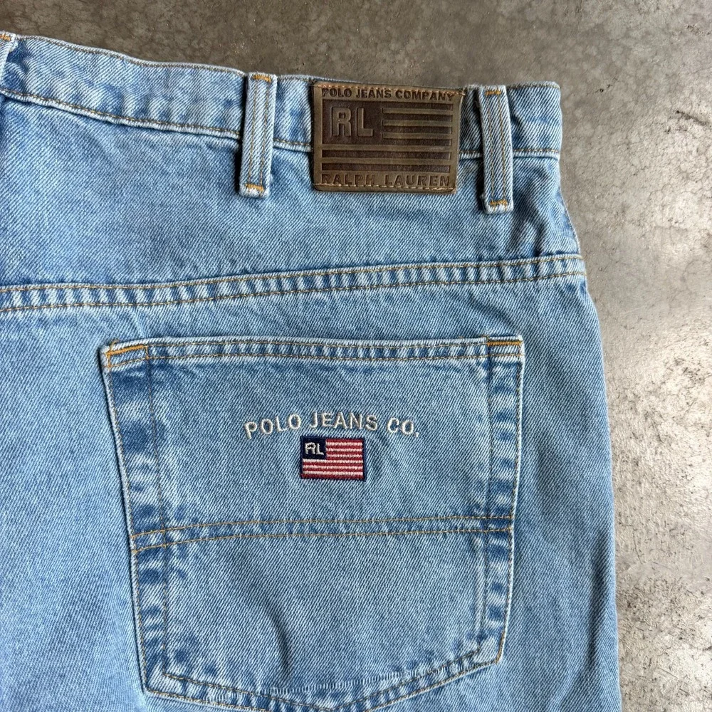 Vintage Y2K Polo Ralph Lauren Jean Co Embroidered Jeans Light Wash Mens 42x34